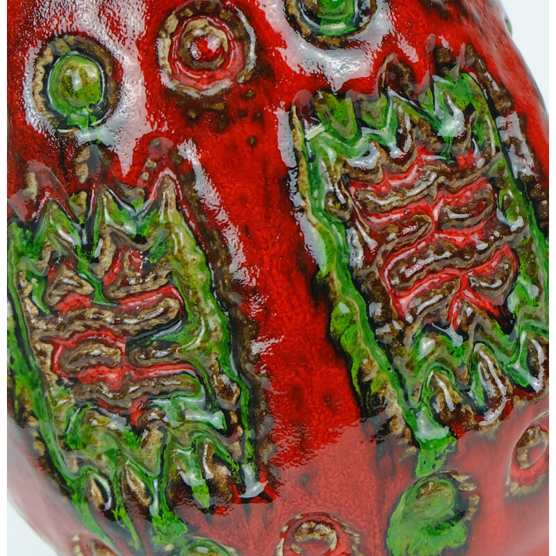Red and green u-keramik vase - 1960s
