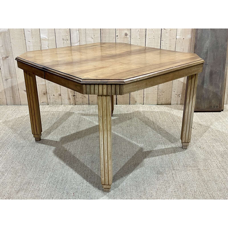 Vintage Art Deco walnut dining table with 2 extensions