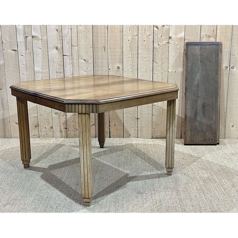 Vintage Art Deco walnut dining table with 2 extensions