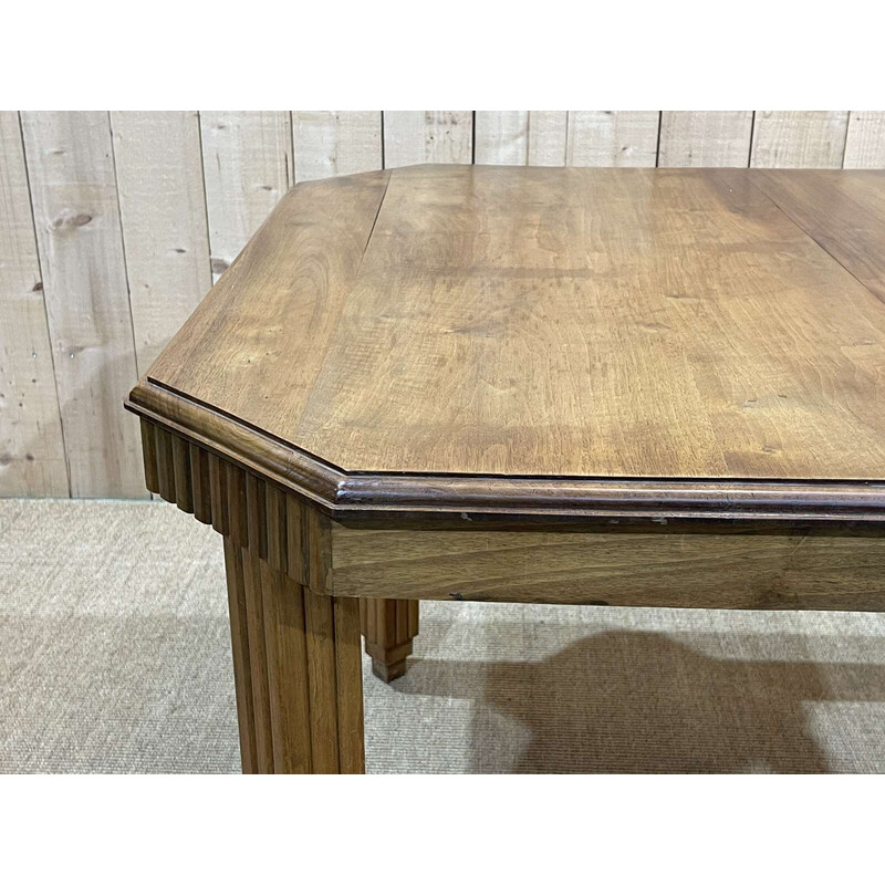 Vintage Art Deco walnut dining table with 2 extensions