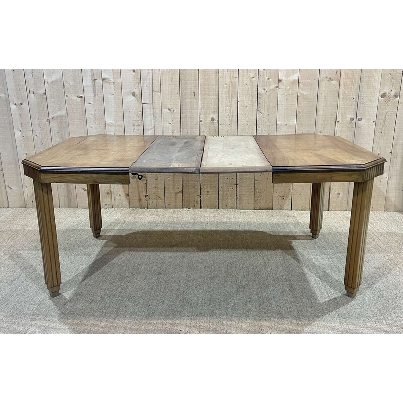 Vintage Art Deco walnut dining table with 2 extensions