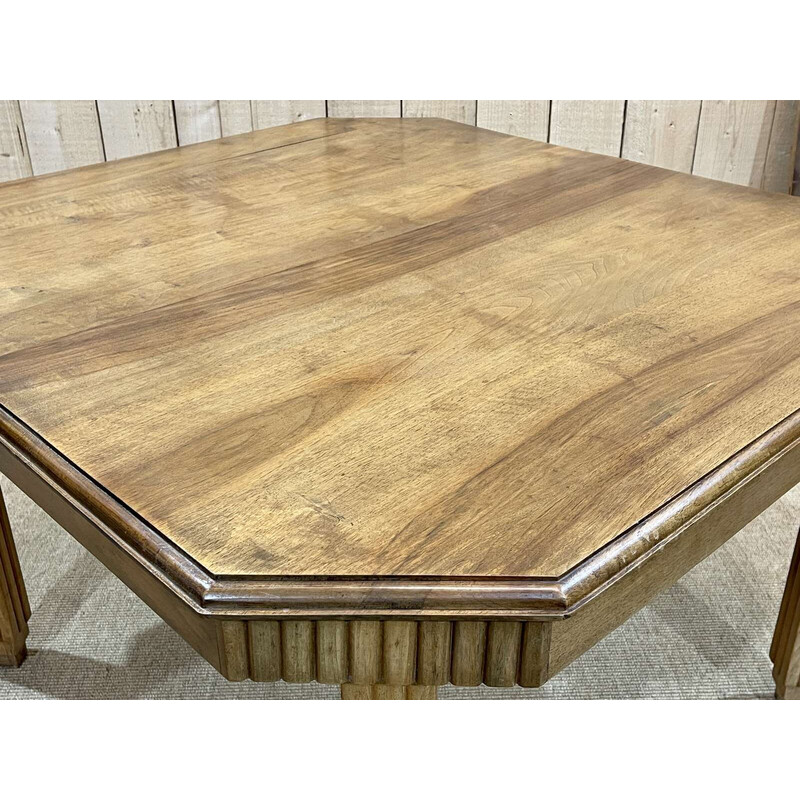 Vintage Art Deco walnut dining table with 2 extensions