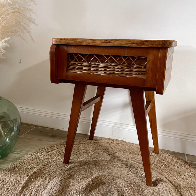 Vintage wooden bedside table, 1950