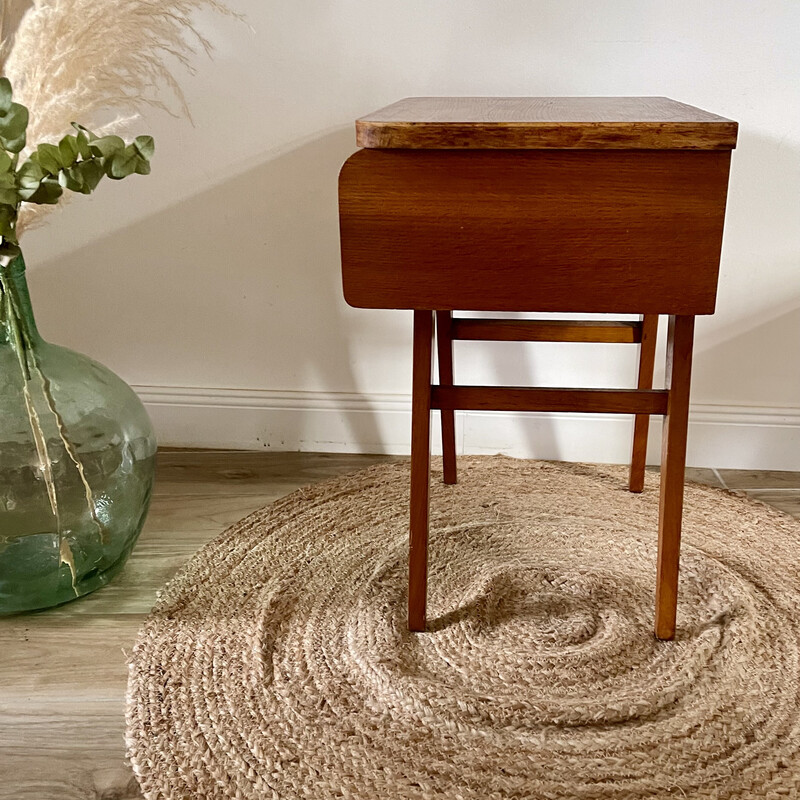 Mesa de cabeceira de madeira vintage, 1950