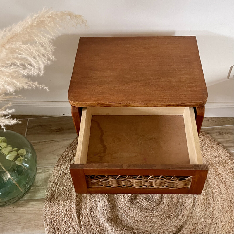 Vintage wooden bedside table, 1950