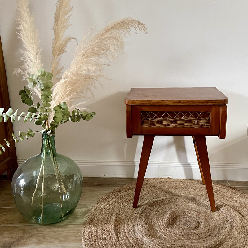 Vintage wooden bedside table, 1950