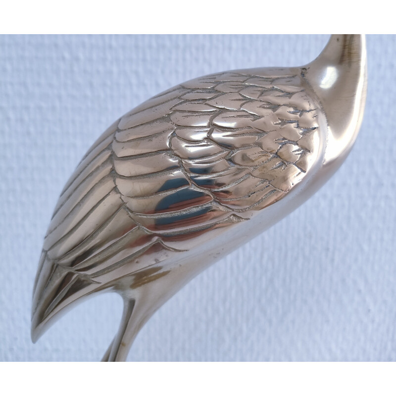Pair of vintage solid brass wading birds, 1980
