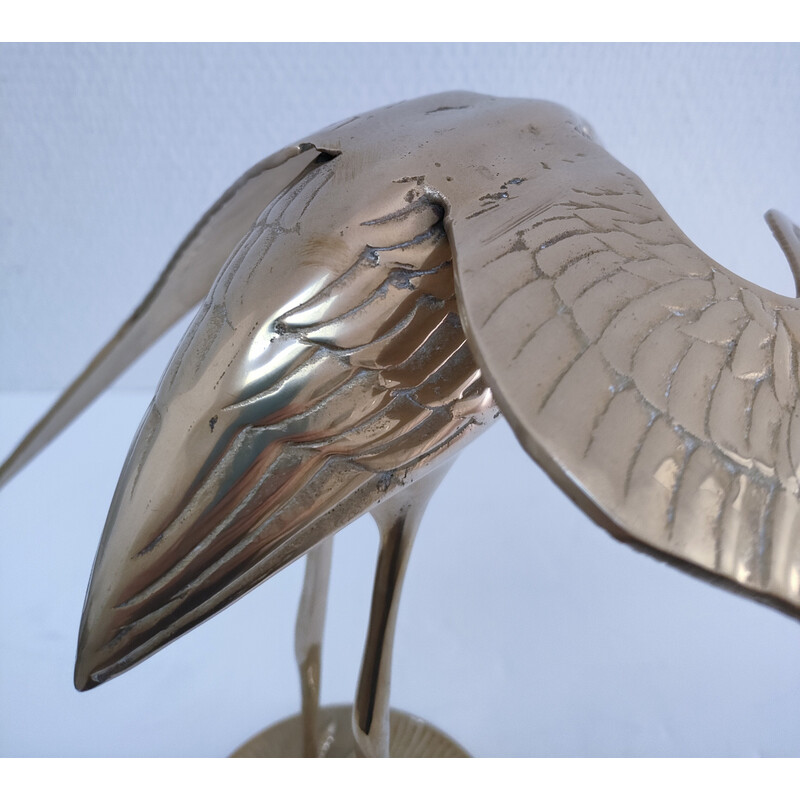 Par de aves pernaltas vintage em latão maciço, 1980