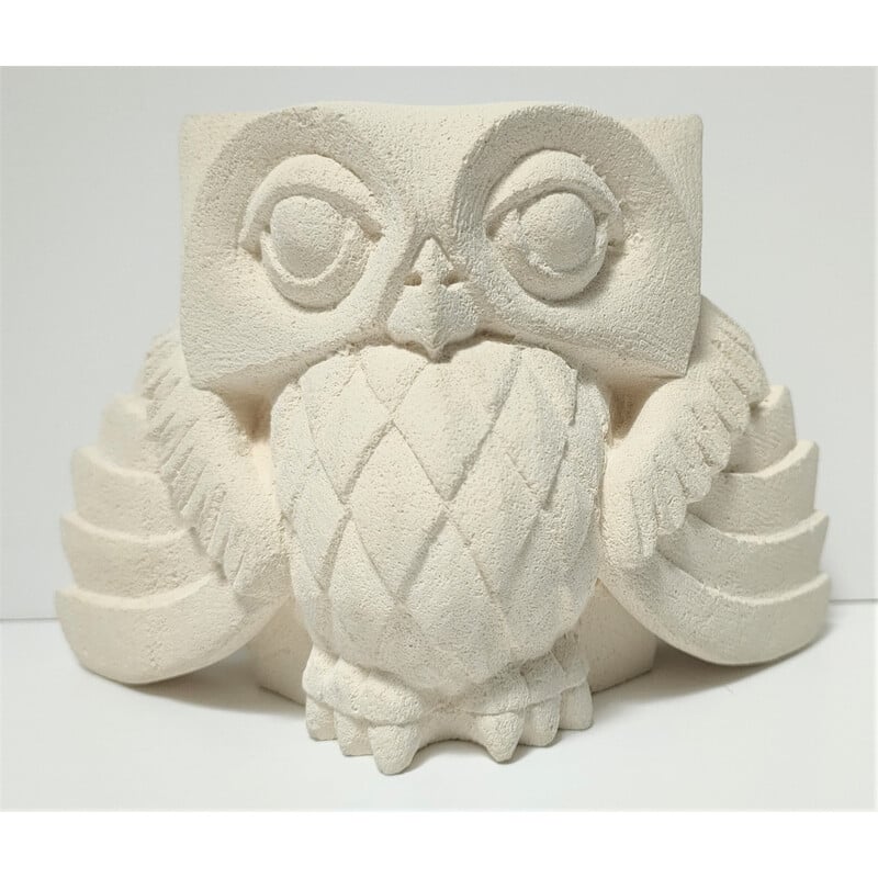 Vintage carved stone owl, France 2010