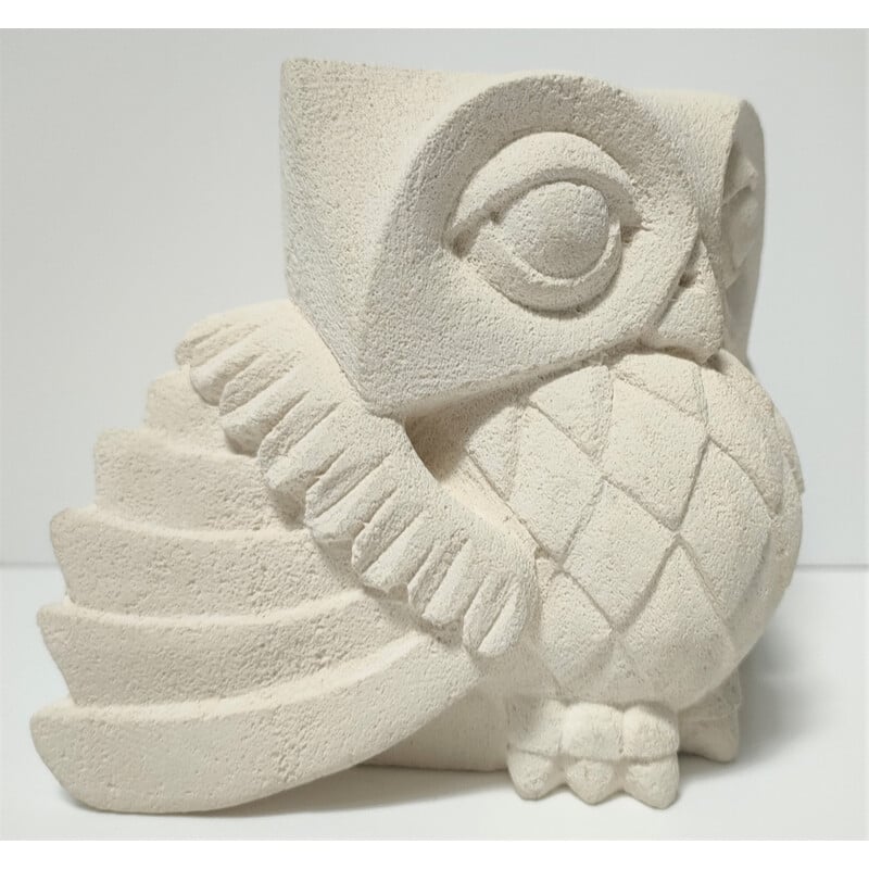 Vintage carved stone owl, France 2010