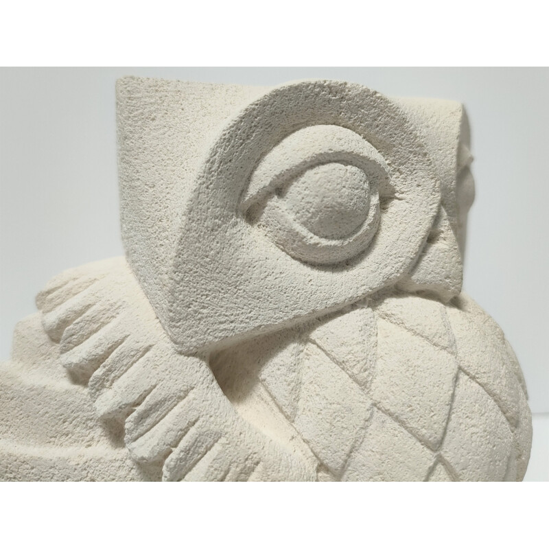 Vintage carved stone owl, France 2010