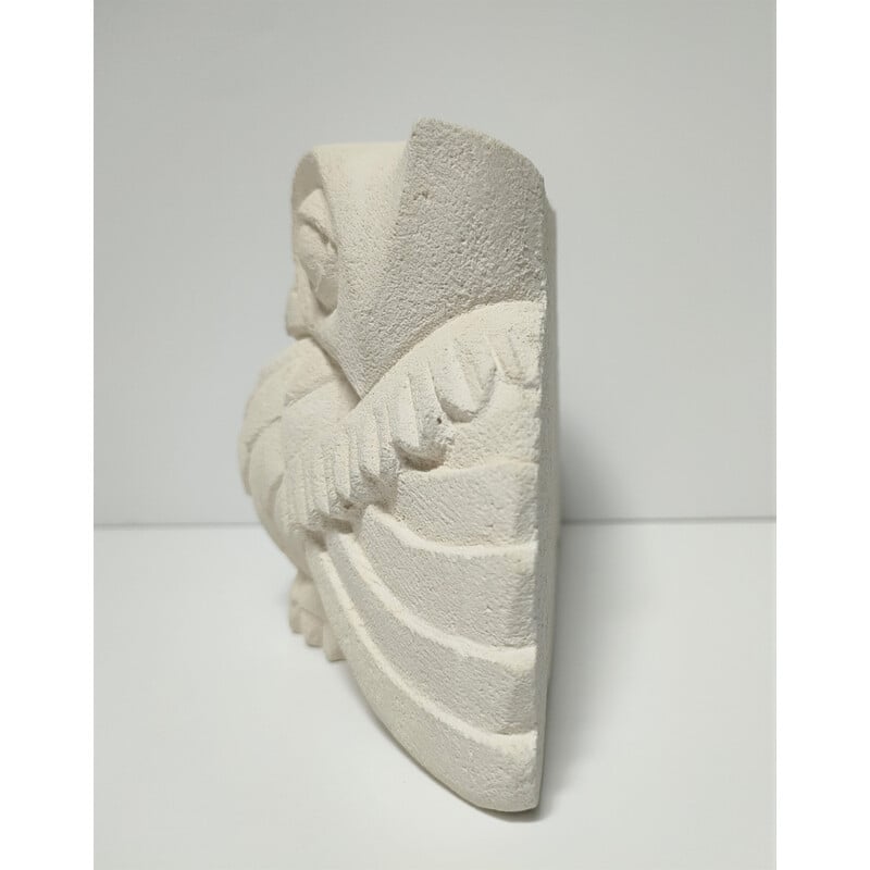 Vintage carved stone owl, France 2010
