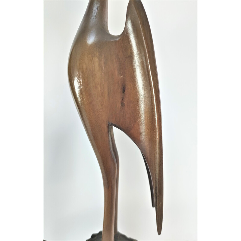 Pair of vintage solid wood birds, 1970