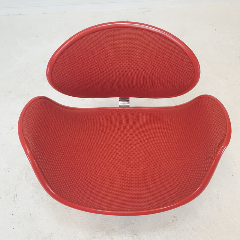 Fauteuil vintage Tulipe en laine rouge par Pierre Paulin pour Artifort, 1960