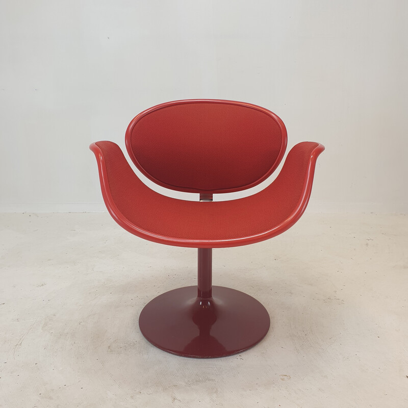 Fauteuil vintage Tulipe en laine rouge par Pierre Paulin pour Artifort, 1960