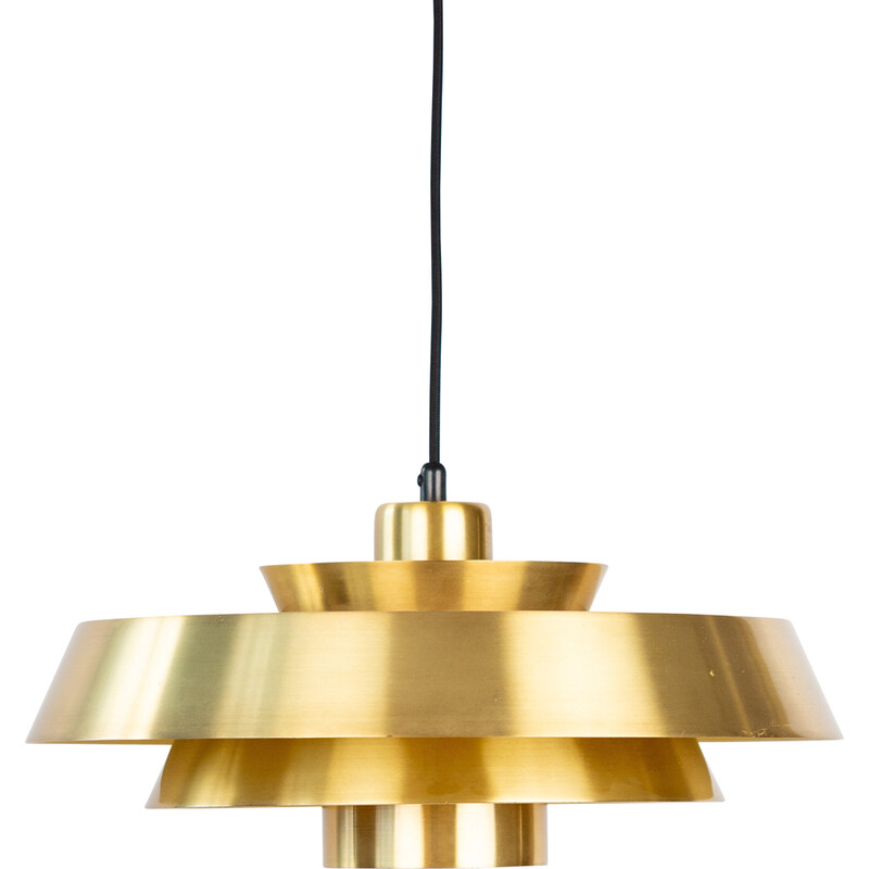 Vintage Nova pendant lamp in brass and aluminum by Jo Hammerborg for Fog et Morup, Denmark 1963