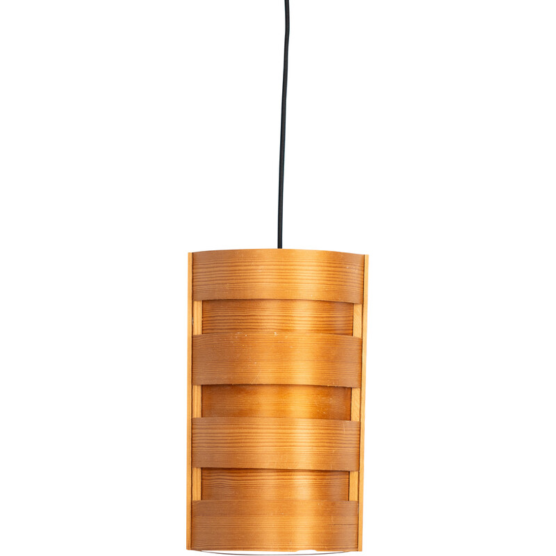 Vintage pendant lamp in Oregon pine veneer by Hans Agne Jakobsson for Ab Ellysett Markaryd, Sweden 1960