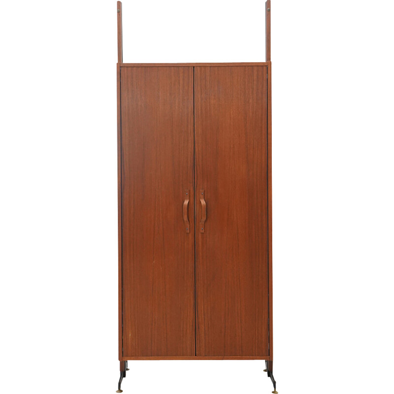 Vintage cabinet in teak veneered wood and metal, Italy 1960