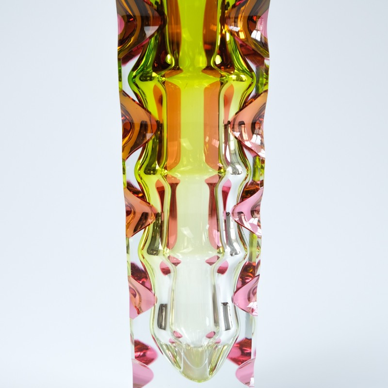 Vintage pink glass vase by Oldrich Lipsky for Novy Bor Exbor, Czechoslovakia 1964