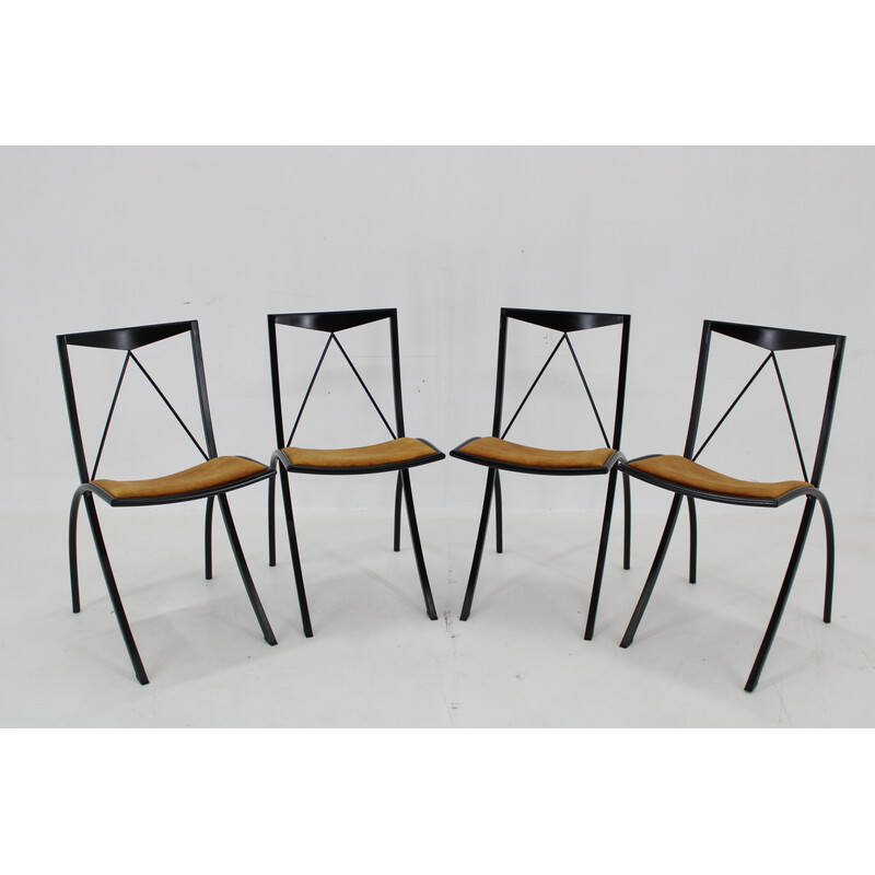 Set of 4 vintage folding dining chairs, Italy 1970