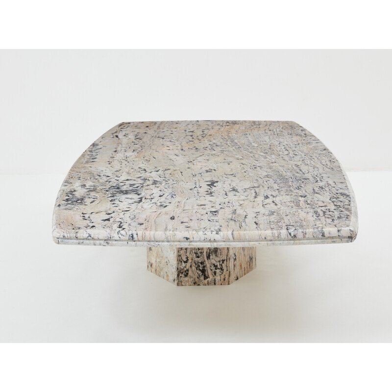Vintage coffee table in Sicilian greige marble, France 1970