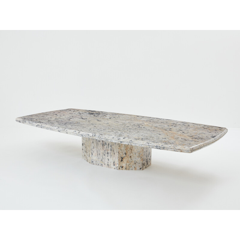 Vintage coffee table in Sicilian greige marble, France 1970