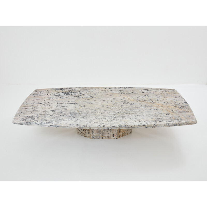 Vintage coffee table in Sicilian greige marble, France 1970