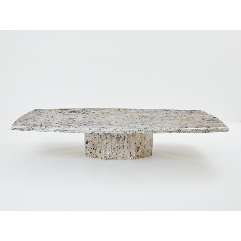 Vintage coffee table in Sicilian greige marble, France 1970