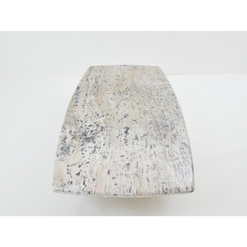 Vintage coffee table in Sicilian greige marble, France 1970