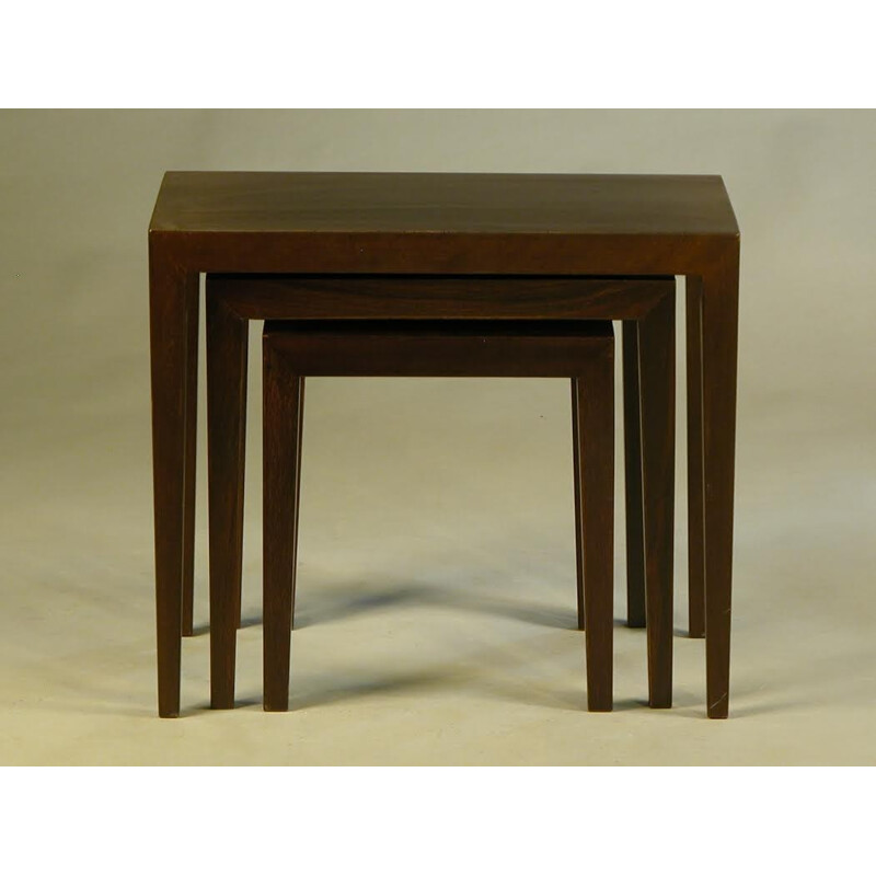 Suite de 3 tables gigognes en palissandre de Severin Hansen pour Haslev Møbler - 1960