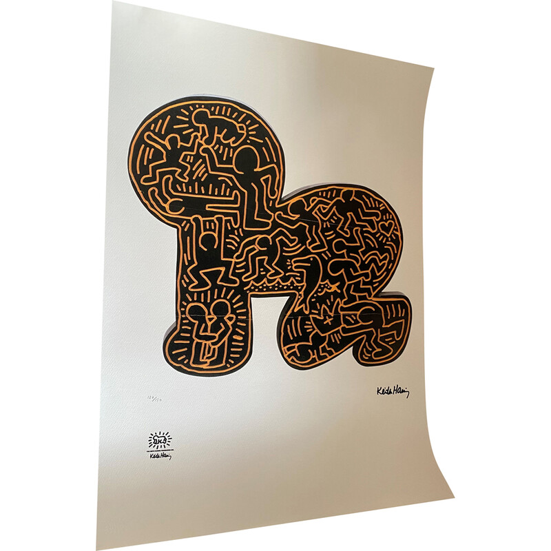 Vintage screenprint by Keith Haring for The Keith Haring Foundation Inc., 1990