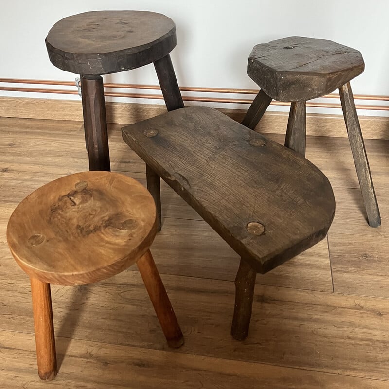 Set of 4 vintage wooden stools