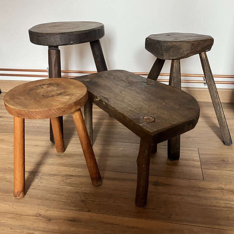 Set of 4 vintage wooden stools