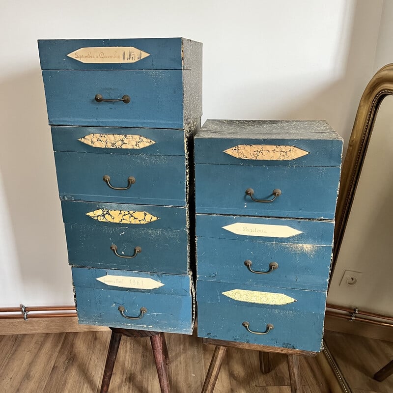 Confezione da 7 scatole di cartone vintage