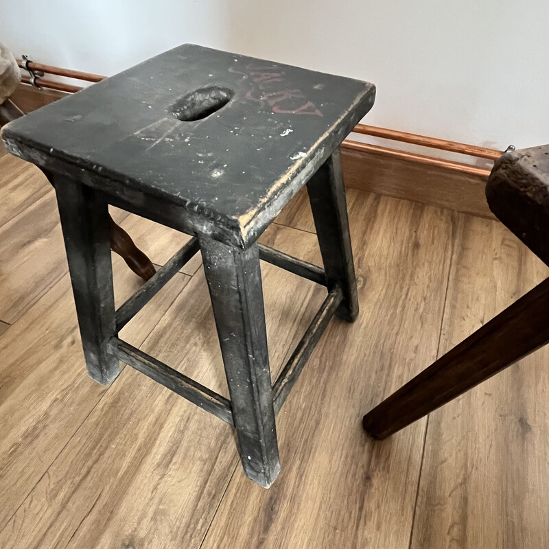 Set of 4 vintage tripod stools