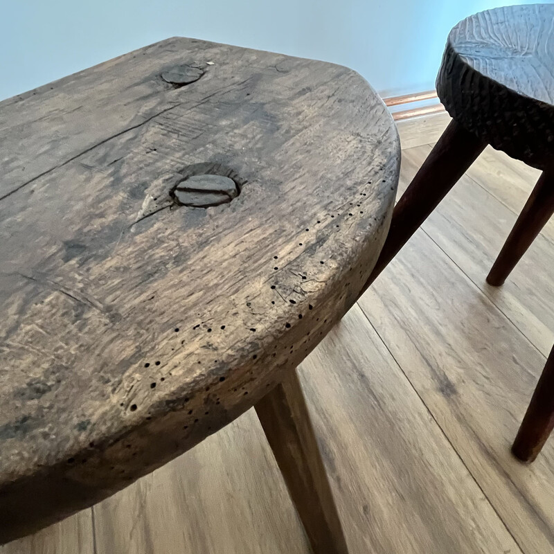 Set of 4 vintage tripod stools