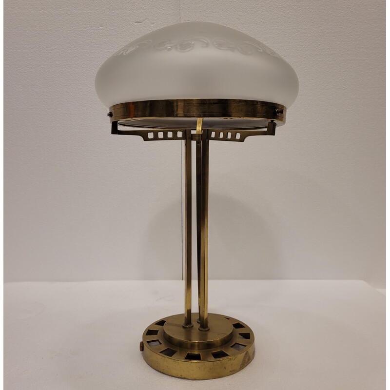 Vintage Art Deco table lamp in gilded bronze and glass, France 1940
