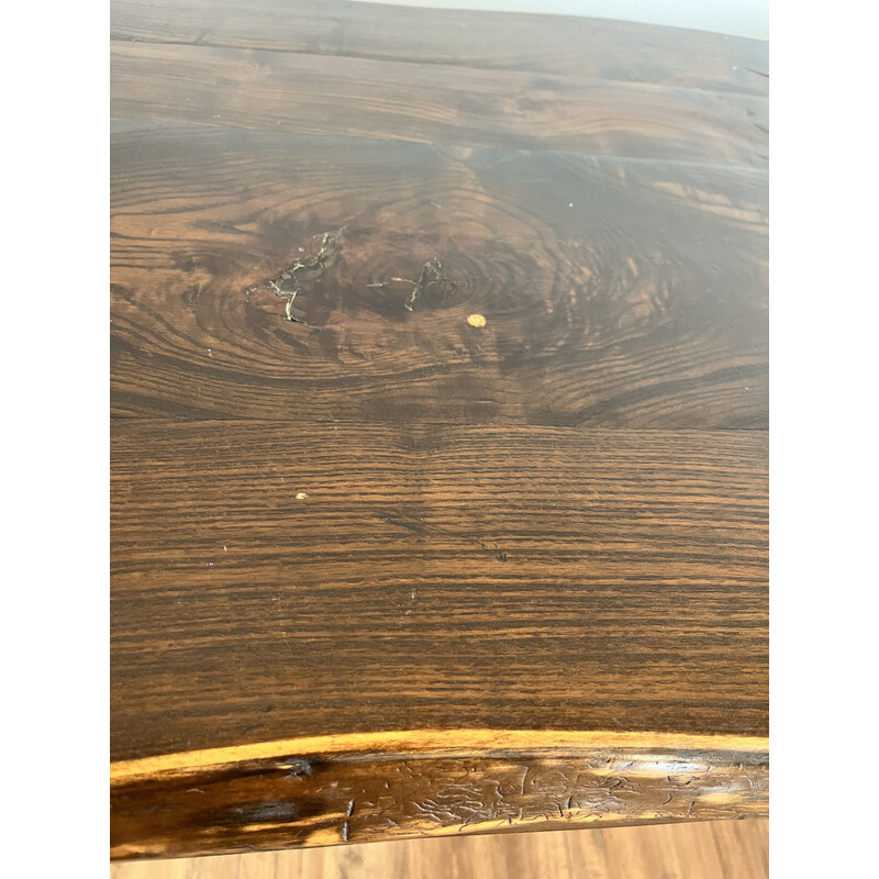 Vintage brutalist solid wood table