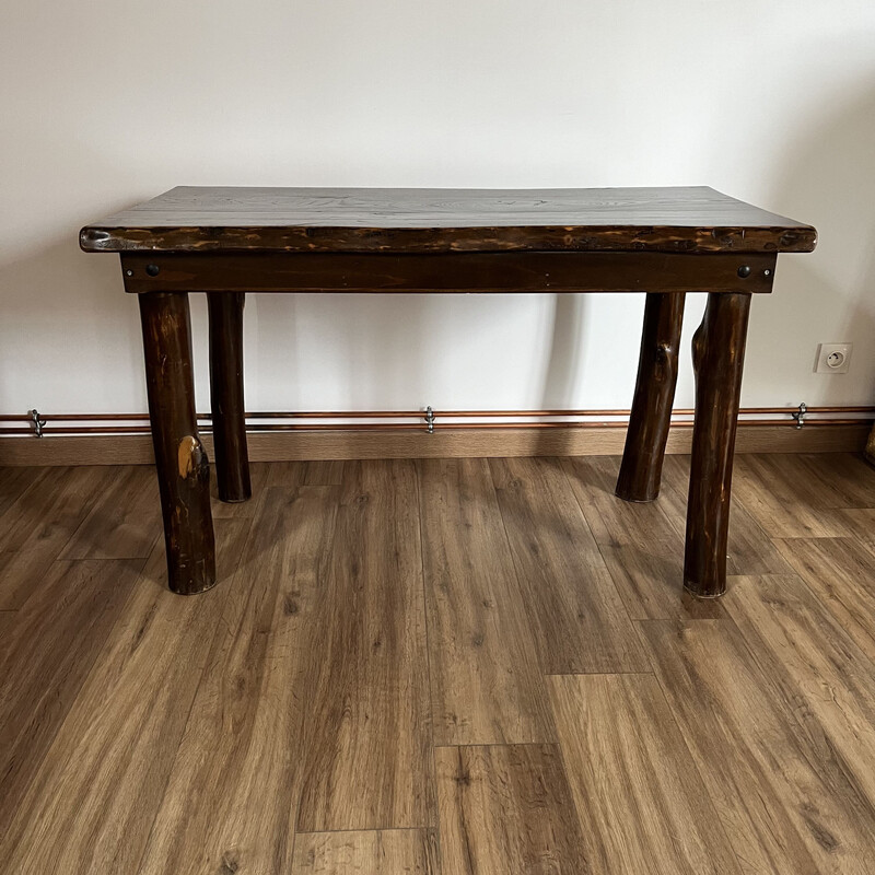 Vintage brutalist solid wood table