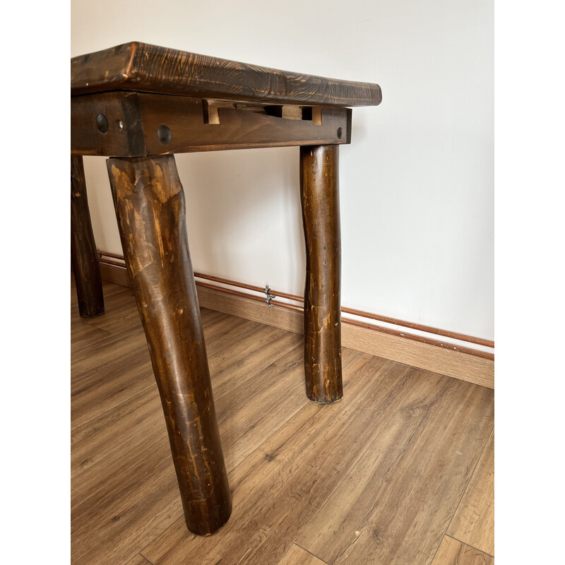 Vintage brutalist solid wood table