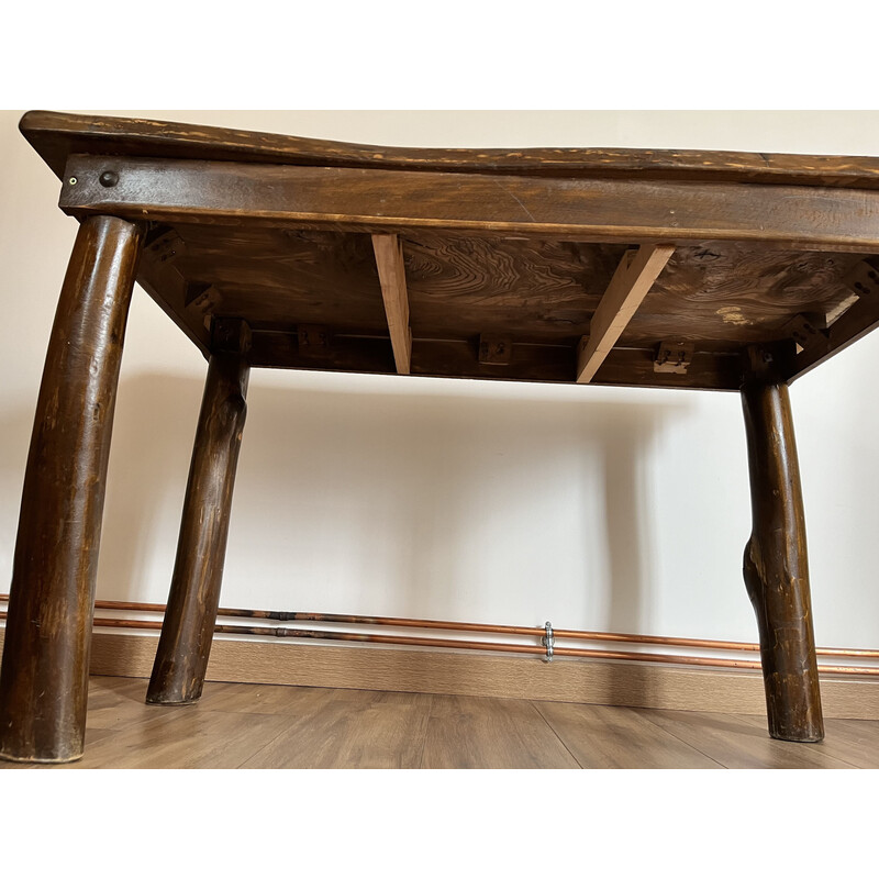 Vintage brutalist solid wood table