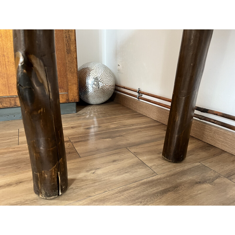 Vintage brutalist solid wood table