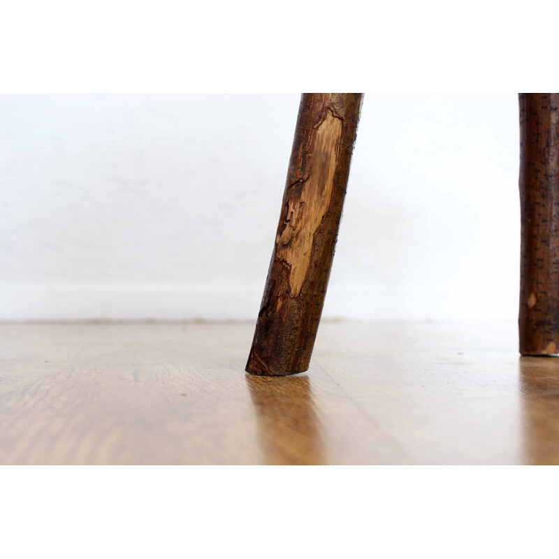 Tabouret vintage en bois massif de chêne