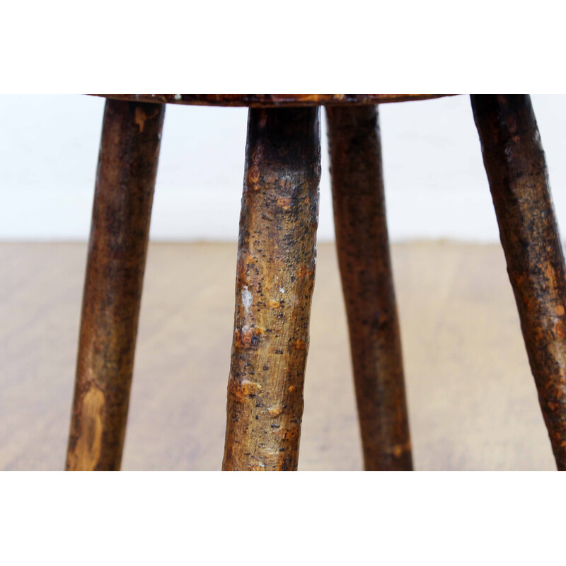 Vintage stool in solid oak wood