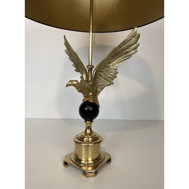 Lampe vintage aigle royal en bronze, France 1970