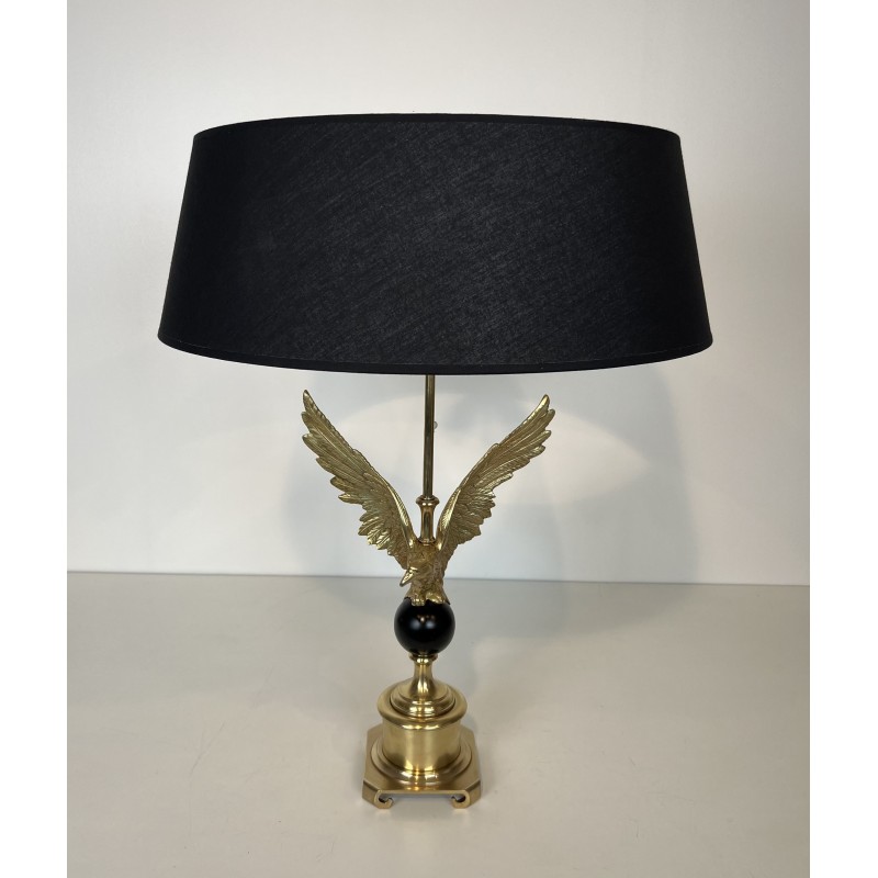 Lampe vintage aigle royal en bronze, France 1970