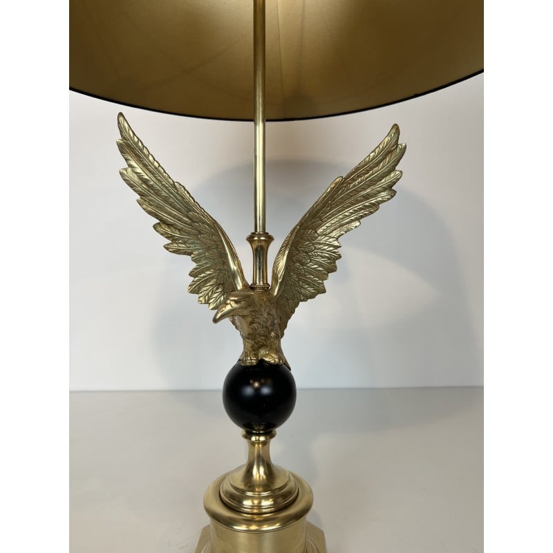 Lampe vintage aigle royal en bronze, France 1970