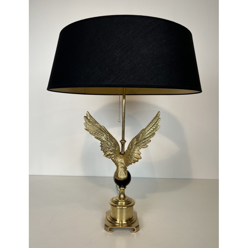 Lampe vintage aigle royal en bronze, France 1970