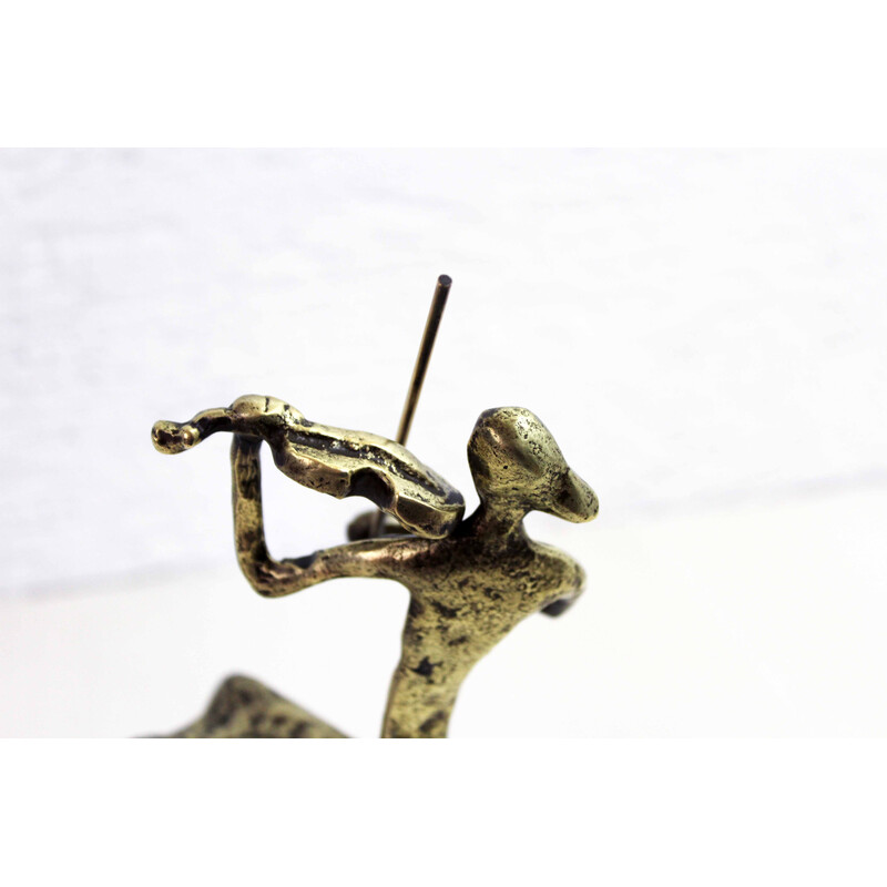 Sculpture vintage de violoniste en bronze par Bernard Kim, 1970