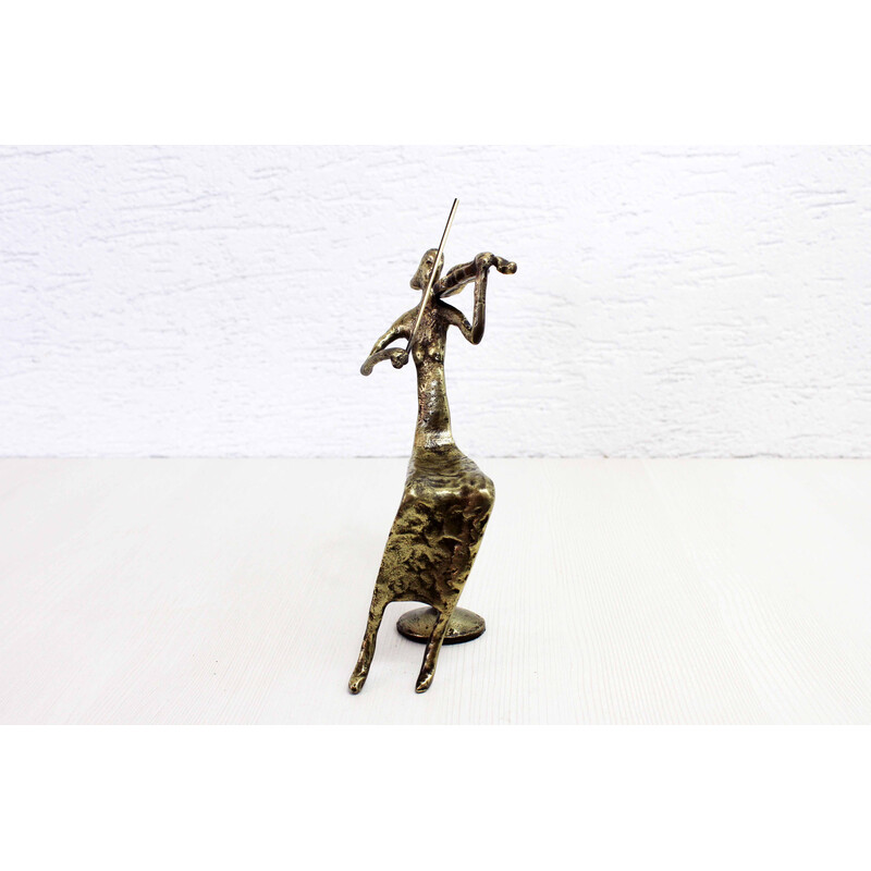 Vintage bronze violinist sculpture by Bernard Kim, 1970